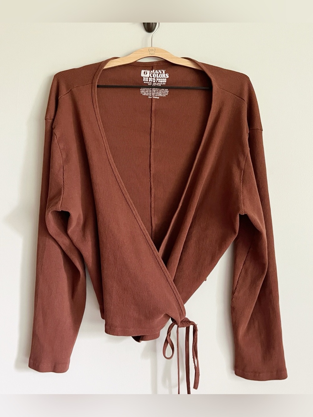Big Bud Press Size 3X Wrap Top Many Colors Brown Ribbed 100% Cotton Long Sleeve